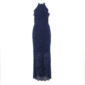 BB Dakota dress Navy Lace Halter-Style Maxi Dress open back